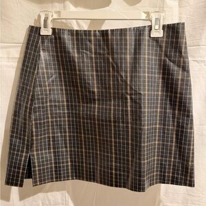 J.Crew Plaid vinyl-coated, A-line mini skirt